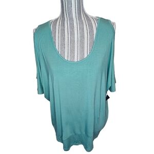 Femme women's green coldsholder high-low hemm size L